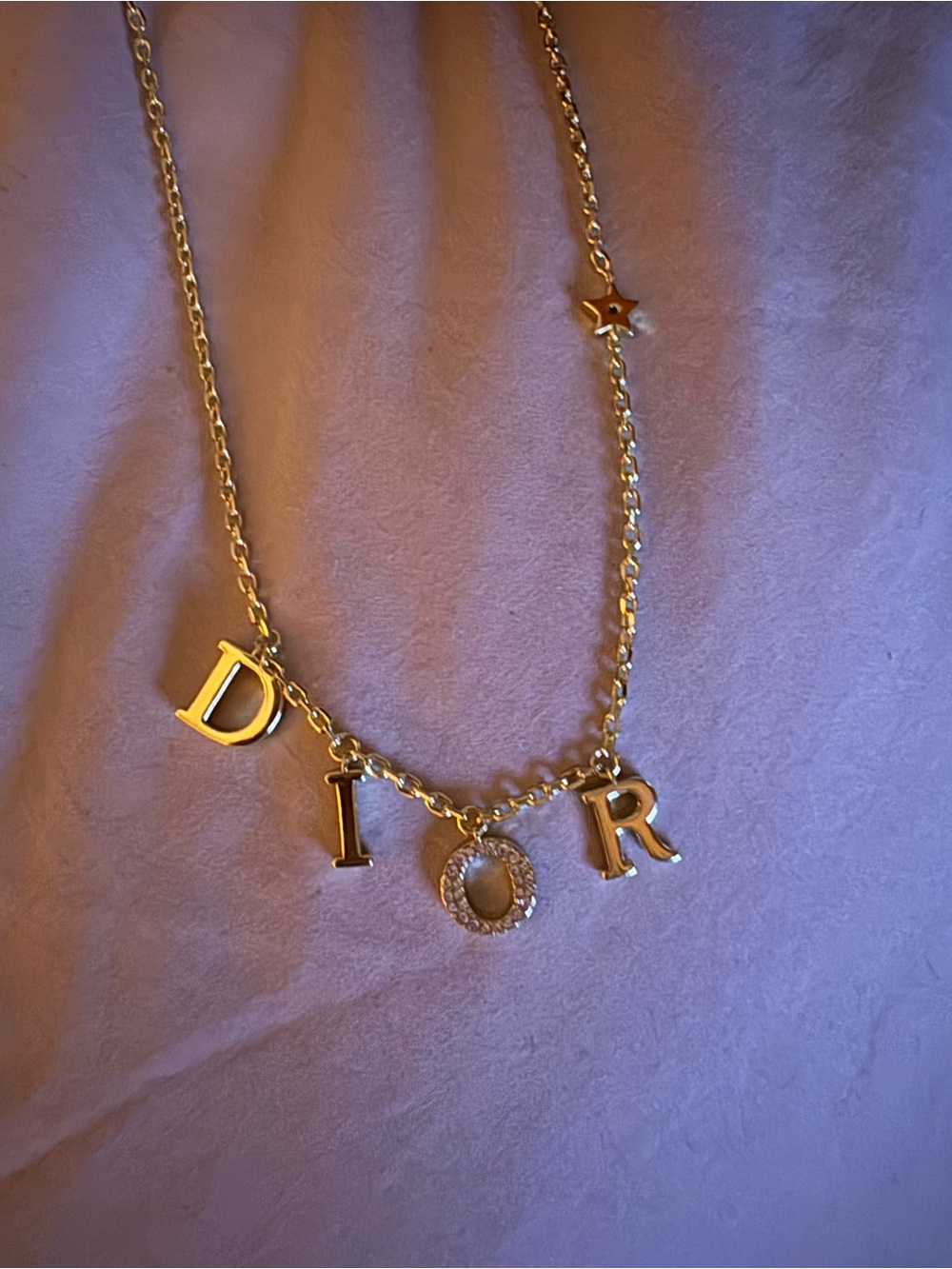Dior Gold Letter Charm Necklace with Crystal O - Picture 2 of 3